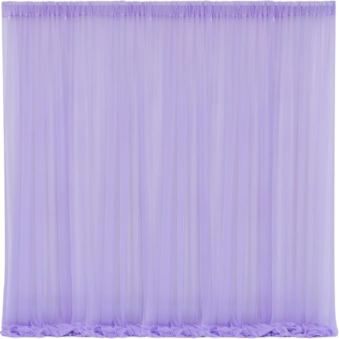 10x10 Purple Tulle Backdrop Curtains for Parties, Sheer Backdrop Curtain Wedding Photo Background Drapes for Baby Shower Photography Birthday Party by WishCare