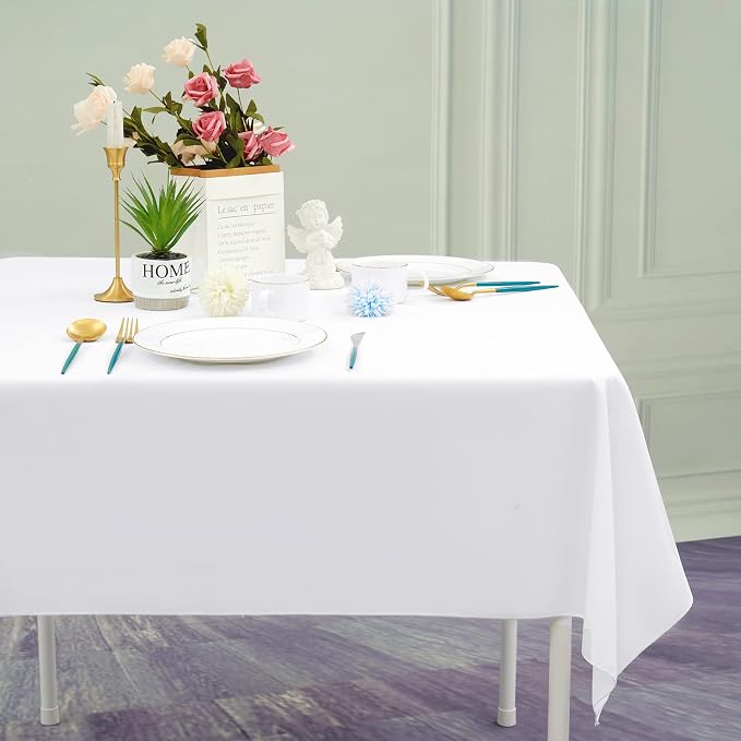 6 Packs White Square Tablecloths 52 x 52 Inch | Polyester Table Cloth for Square Tables, Stain Wrinkle Resistant Washable Fabric, Perfect for Wedding Banquet Party - Image 3