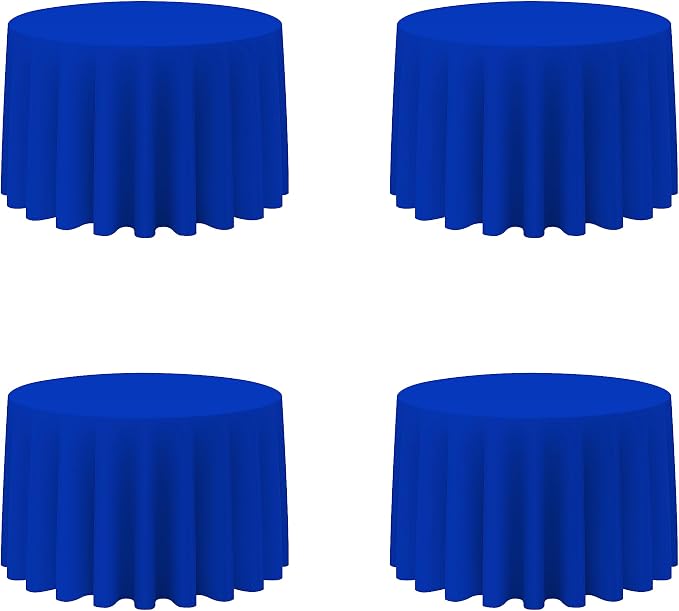 BRILLMAX 4 Pack Royal Blue Round Tablecloths 108 Inch for 48" Tables | 150 GSM Polyester Fabric, Floor Length Drop, Water, Stain & Wrinkle Resistant Cloth Cover for Wedding Reception Banquet Party by BRILLMAX