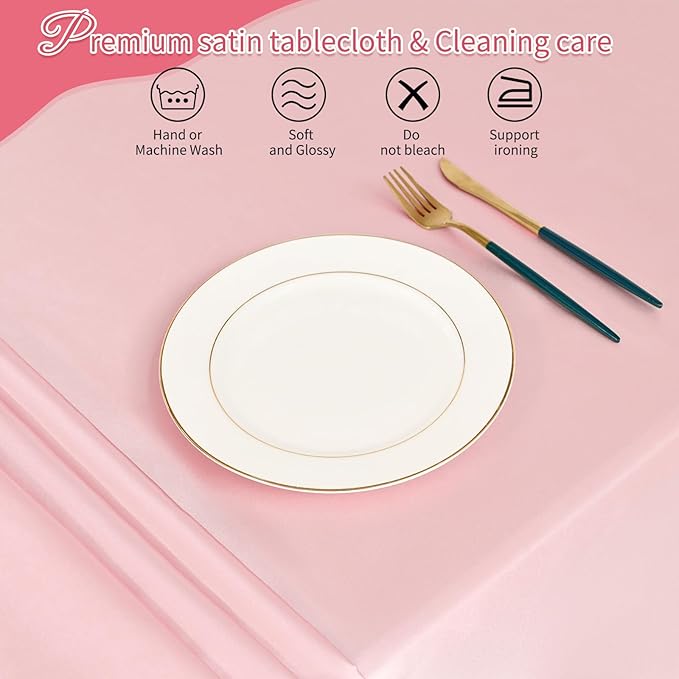 YMHPRIDE 10 Packs Satin Tablecloth 108 x 57 inch Rose Gold Rectangular Tablecloths, Overlay Satin Table Cover Bright Silk Tablecloth Smooth Fabric Table Decoration for Wedding Party Banquet Events