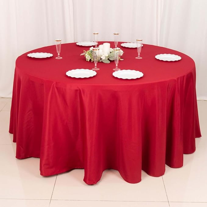 Tableclothsfactory 5PCS | 120" Wholesale Round Tablecloth Polyester Round Table Linens for Wedding Party Banquet Restaurant - Wine for Party & Decorations - Image 2