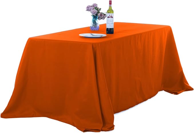 Ascoza 2pack 90x156 Inch Orange Rectangular Tablecloth 8 Feet Table Cloth in Polyester Fabric for Wedding/Banquet/Restaurant/Parties by Ascoza