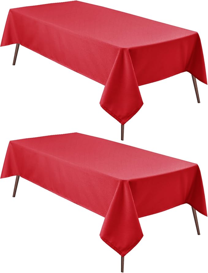 Hiasan 2 Pieces Red Tablecloth Rectangle, 54 x 108 Inch | Waterproof, Spillproof, Wrinkle Resistant, Washable Polyester Table Cloth for Dining/Party/Christmas/Outdoor Picnic by Hiasan
