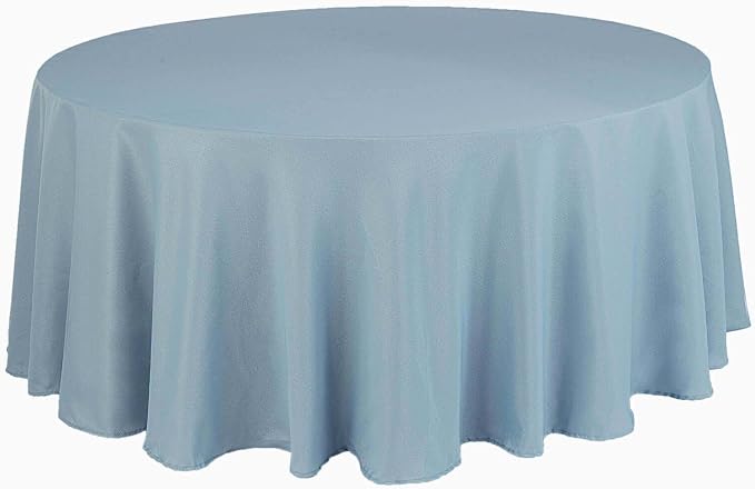 10 pcs 120 inch Dusty Blue Round Tablecloths Fabric Table Cover Linens | 120" Washable Fabric Table Cloth Covers for Wedding Party Polyester Reception Buffet Events Dining Events Kitchen Dining by BalsaCircle