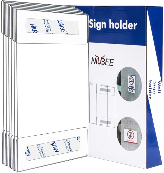 NIUBEE Acrylic Sign Holder 14x11 Inches Horizontal, Clear Plastic Wall Mount Sign Holder Poster Paper Holder with Double Sided Adhesive Tape for Office, Home, Store, Restaurant-No Drilling(6 Pack) | Wall-mounted acrylic sign holder with strong 3M tape;... - Image 7