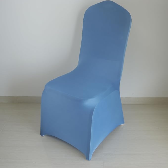 30 80 100Pieces White Wedding Chair Covers Stretch Polyester Spandex for Wedding Party Banquet Seat Covers (Lake Blue, 10PCS) by Unknown
