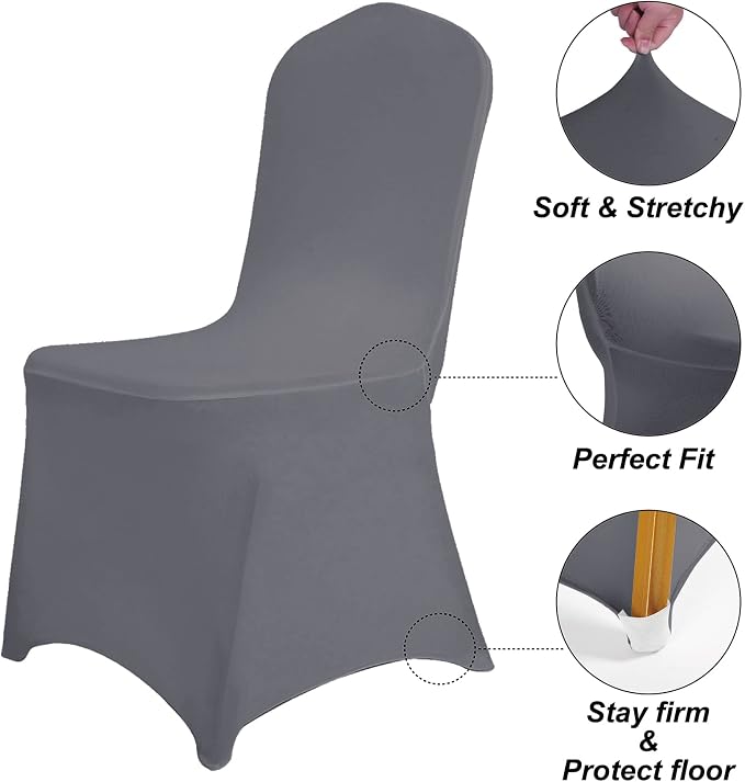 SuperO Waterproof Spandex Chair Cover 25PCS, Stretch Dining Chair Covers, Polyester Outdoor Chair Covers, Protector Stretch Chair Cover for Party Universal, Banquet, Wedding Event, Hotel(Grey) - Image 5