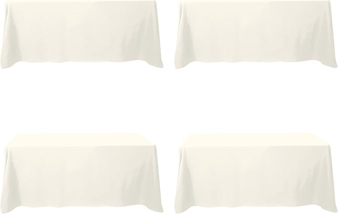 BRILLMAX 4 Pack Ivory Tablecloths 90x132 Inch for 6ft Rectangle Tables | 150 GSM Polyester Fabric, Floor Length Drop, Water, Stain & Wrinkle Resistant Cloth Cover for Wedding Reception Banquet Party by BRILLMAX