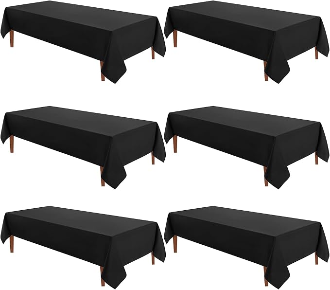 VidaFete 6 Pack 60 * 120inch Black Rectangle Tablecloth for 6ft Tables | Stain & Wrinkle Resistant Rectangular Table Cloth for Kitchen Dining Wedding Banquet Decoration, Polyester Fabric by VidaFete