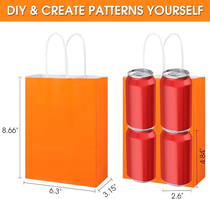 XPCARE 60Pcs Paper Gift Bags 6.3x3.15x8.66'' Kraft Paper Party Favor Bags | Bulk Rainbow Goodie Bags Small Gift Bags with Handles for Kids Birthday Baby Shower Crafts Wedding Party Supplies - Image 5