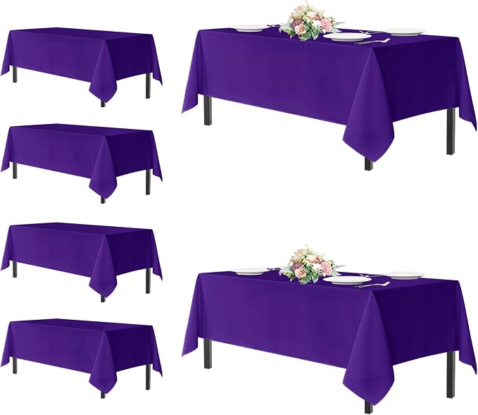 sancua Purple Tablecloths Rectangle, 6 Pack Table Cloth for 8 Foot Tables | 60x120 Inch, Washable Polyester Fabric Rectangular Table Cover for Halloween, Wedding, Birthday Party, Banquet Reception by sancua