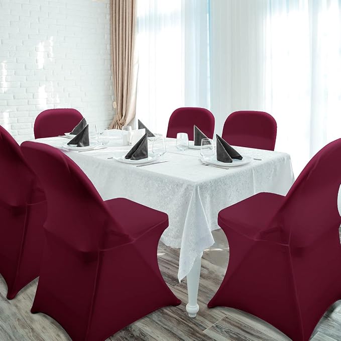 Babenest Stretch Spandex Folding Chair Covers for Wedding, 30PCS Burgundy | Upgraded Universal Washable, Fitted Chair Slipcovers Protector for Holidays, Banquet, Party, Easter Celebration - Image 4