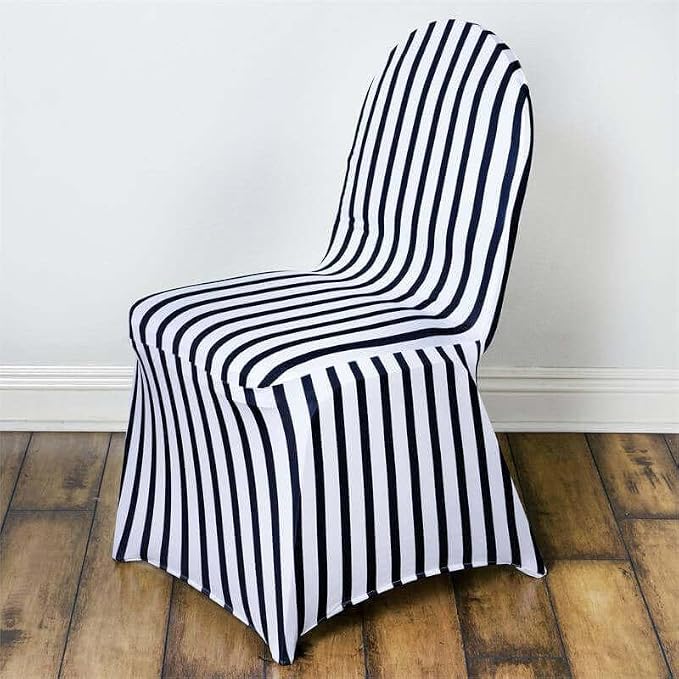 Efavormart 1 Set Black/White Striped Stretchy Spandex Fitted Banquet Chair Covers for Party Dining Chairs Wedding Banquet Outdoor Event Catering Slip Covers - Image 3