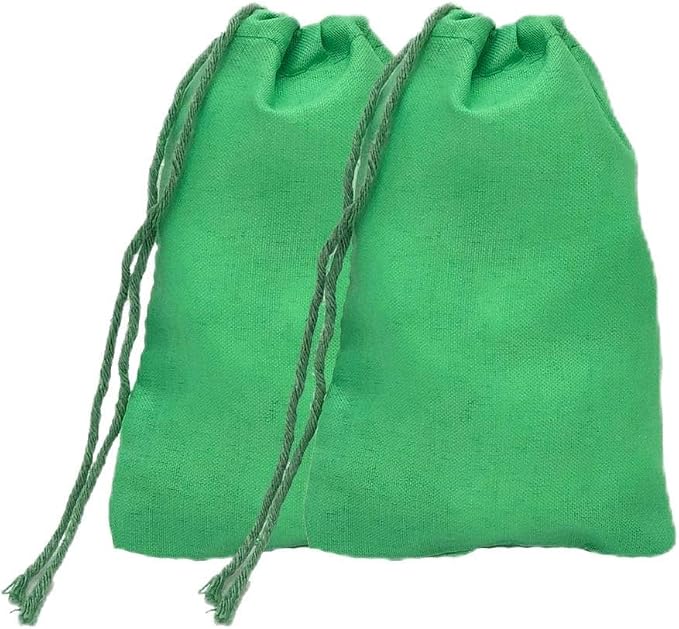 (12x16 inches) Green Cotton Bags, Reusable And Biodegradable Produce Muslin Drawstring Bags Available in Different Sizes (Pack Of 25) by EcoGreenTextiles