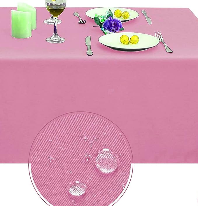 MDS Pack of 5 Rectangle Tablecloth 60 x 60 Inch Polyester Wrinkle Resistant Washable Polyester Table Cloth for Kitchen Dining Buffet Parties, Picnic, Events, Weddings and Restaurants - Pink by MDS