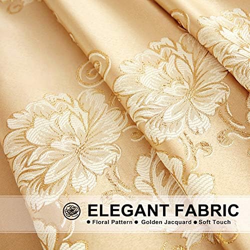 ELKCA Golden Floral Jacquard Swag Waterfall Valance for Living Room Floral Curtain Valance for Bedroom,Rod Pocket,W110 Inch,1 Panel - Image 5