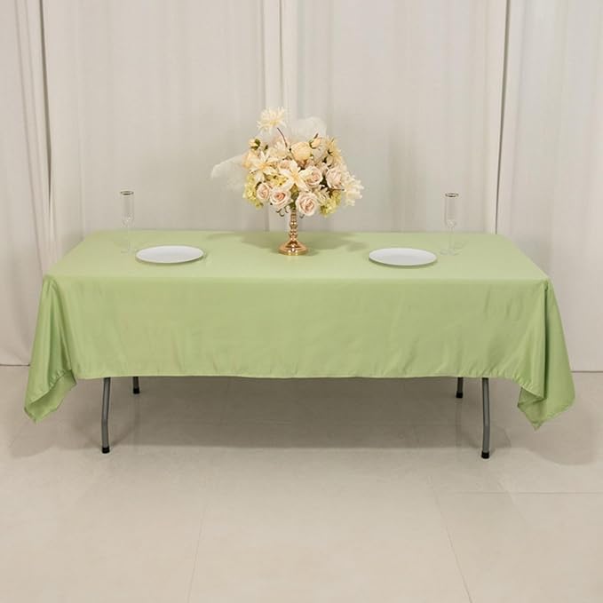 Efavormart Sage Green Seamless Lamour Satin Rectangle Tablecloth - 60"x102"