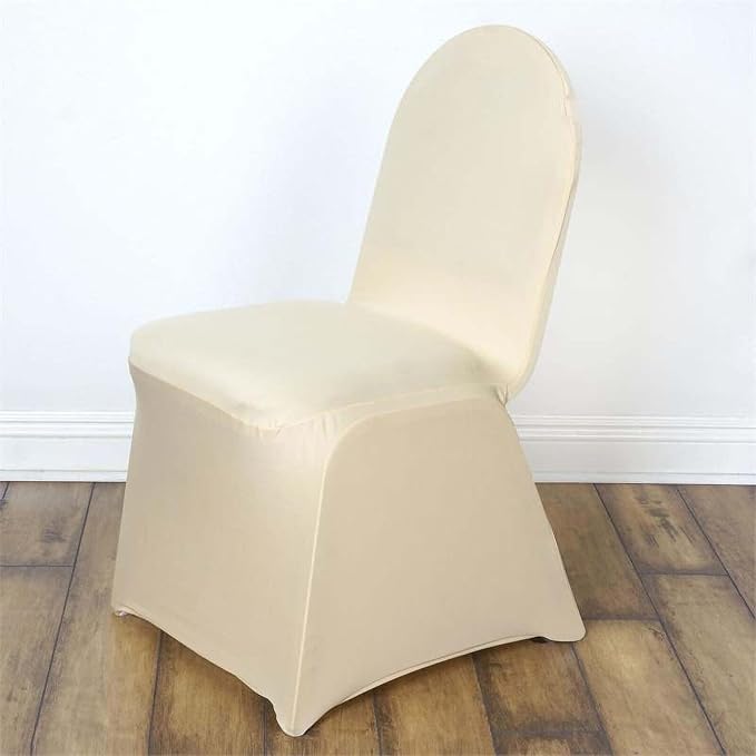 Efavormart Spandex Stretch Champagne Chair Covers 50 PCS Universal Banquet Chair Covers for Party Dining with Foot Pockets Washable Wedding Chair Slip Covers for Outdoor - Image 2