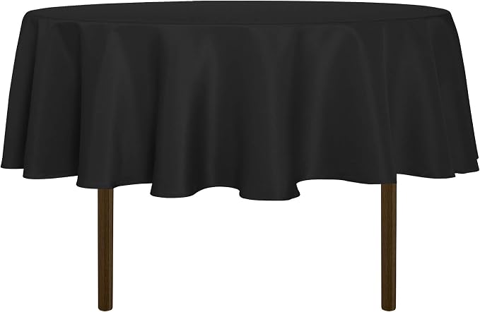 sancua Round Tablecloth, 80 Inch, Black by sancua