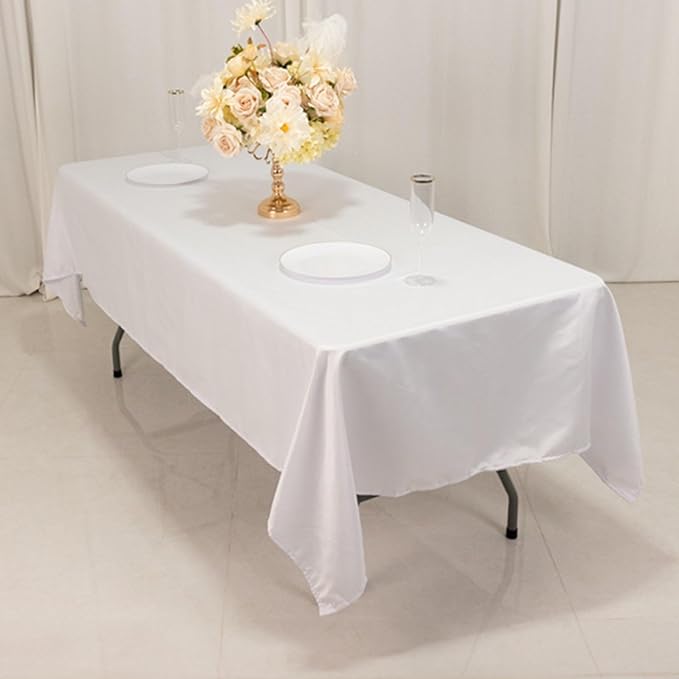 Efavormart White Seamless Lamour Satin Rectangle Tablecloth - 60"x102"