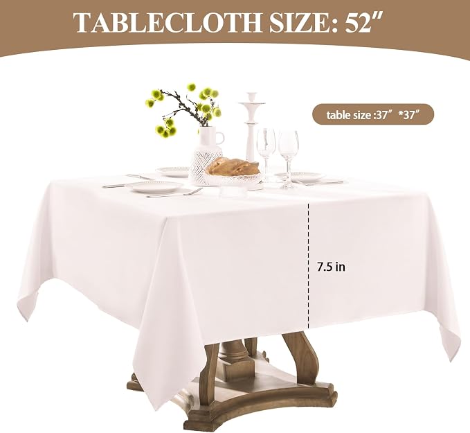 2 Pack White Square Tablecloths 52x52 Inch for Dining Tables | Washable Decorative Linen Polyester Table Cover for Banquets Buffets Parties and Weddings - Image 7