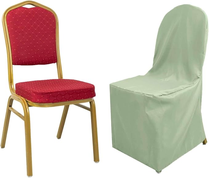 Efavormart 20PCS | Round Top Sage Green Polyester Banquet Chair Covers Linen Dinning Chair slipcover for Wedding Party Event Catering - Image 9