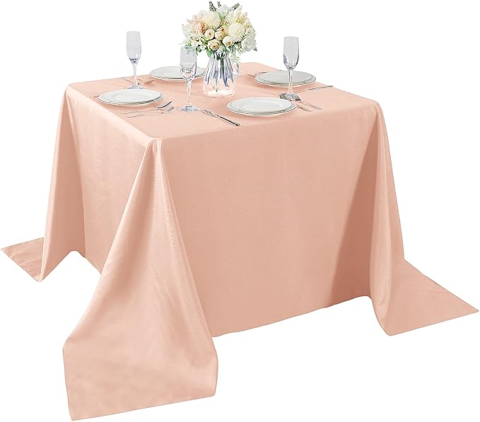 Cupuamon Square Tablecloth 90x90 inch Washable Polyester Fabric Table Cloth for Wedding Party Dining Banquet Decoration（90x90,Dusty Pink） by Cupuamon