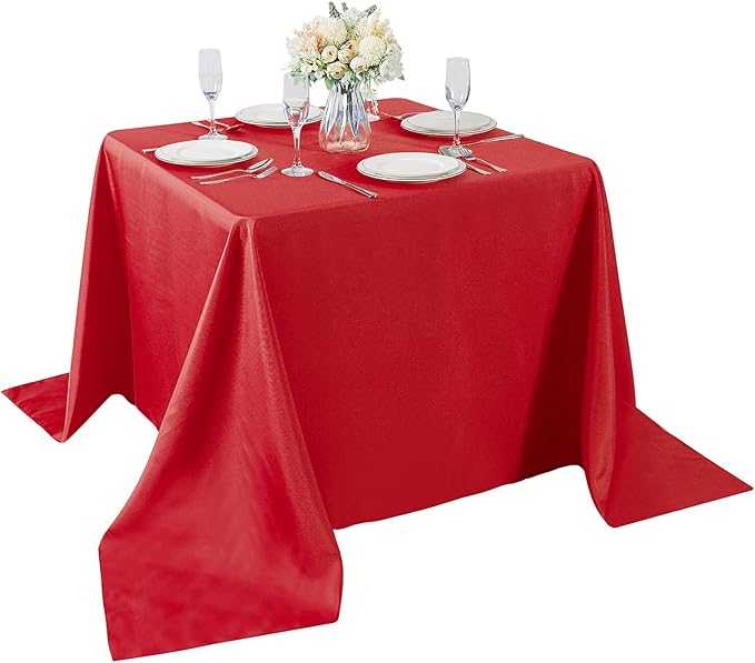 Cupuamon Square Tablecloth 90x90 inch Washable Polyester Fabric Table Cloth for Wedding Party Dining Banquet Decoration（90x90,Red） by Cupuamon