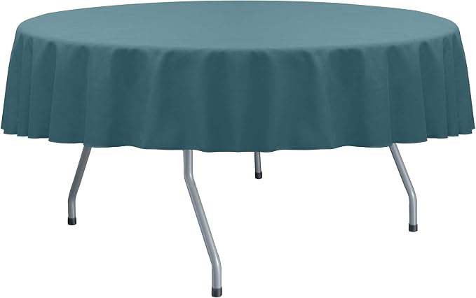 Ultimate Textile 72-Inch Round Cotton-Feel Tablecloth, Slate, 10 Pack | Bulk Case of 10, Slate Blue, 100% Spun Polyester Fabric, MJS-Spun Construction, Cotton-Like Hand, Machine Washable, Seamless by UltimateTextile
