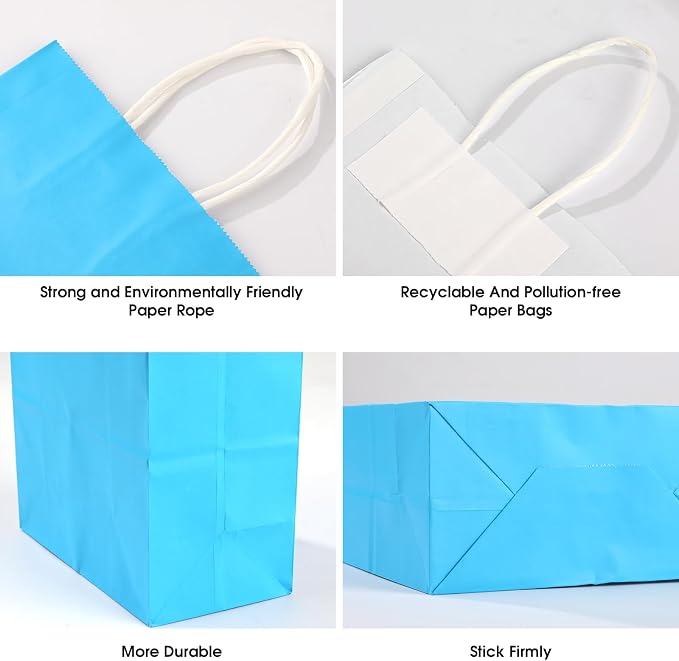 XPCARE 60Pcs Paper Gift Bags 6.3x3.15x8.66'' Kraft Paper Party Favor Bags | Bulk Rainbow Goodie Bags Small Gift Bags with Handles for Kids Birthday Baby Shower Crafts Wedding Party Supplies - Image 3