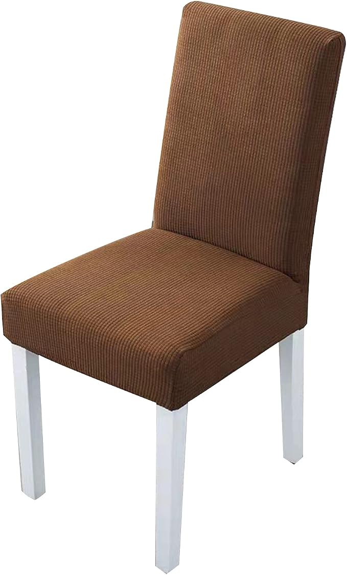8PCS Dining Chair Covers Polyester Stretch Dining Room Chair Slipcovers Removable Available Waterproof and Washable Chair Covers for Kitchen、Banquet、Hotel and Party（Light Brown） by Unknown