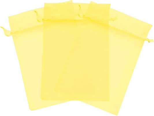 100 Yellow 5x7 Sheer Drawstring Organza Jewelry Pouches - Wedding, Party Favor, Gift Bags - Candy Bags by Kyezi+Design+and+Craft