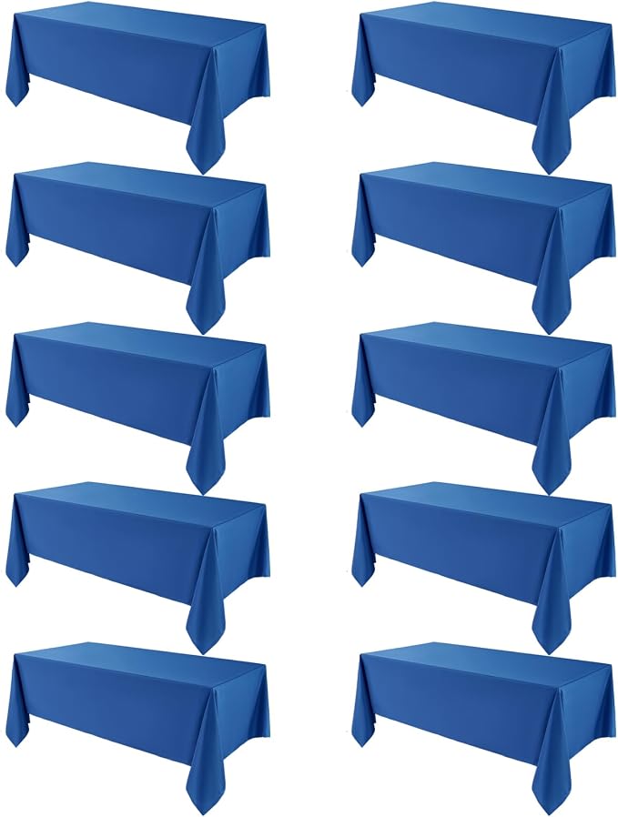 VidaFete 10 Pack 90*132inch Royal Blue Rectangle Tablecloth for 6ft Tables | Stain & Wrinkle Resistant Polyester Rectangular Table Cloth for Kitchen Dining Wedding Banquet Decoration by VidaFete