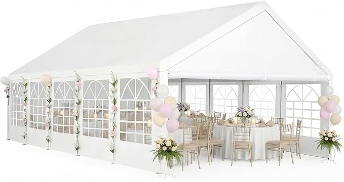 Party Tent 16x32ft Heavy Duty Large Outdoor Commercial Wedding Canopy White Event Shelter Gazebo Carport with Removable Sidewalls