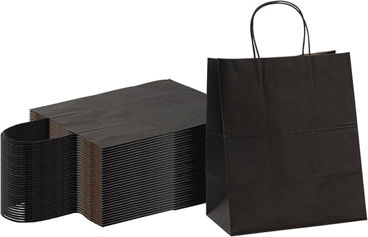 Restaurantware Black Paper Medium Retail Bag, 10 x 6.8 x 12 In, 100 Pack by Restaurantware