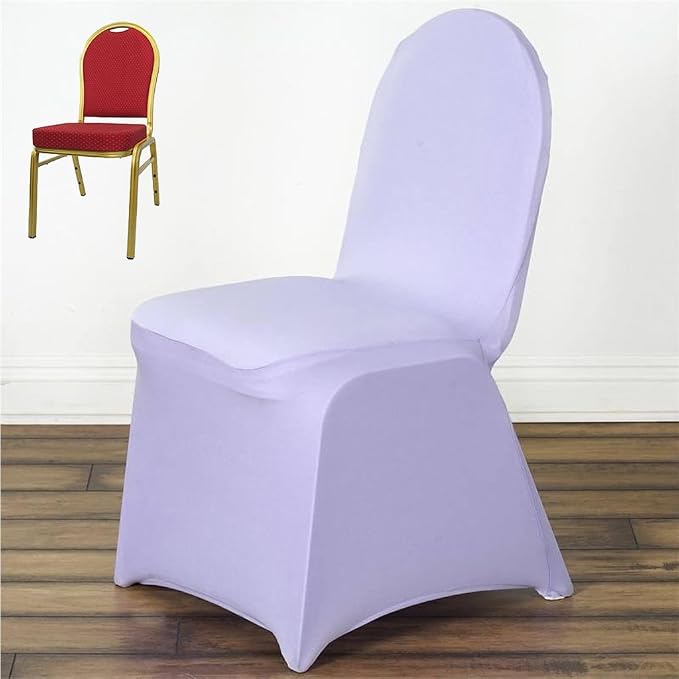 Tableclothsfactory 100 PCS Lavender Stretchy Spandex Fitted Banquet Chair Cover Dinning Event Slipcover for Wedding Party Banquet Catering - Image 3