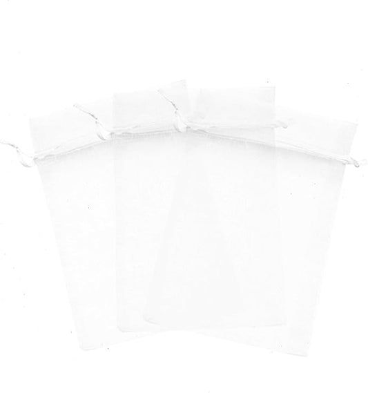 50 Pcs White 5x7 Sheer Drawstring Organza Jewelry Pouches Wedding Party Favor Gift Bags Candy Bags by Kyezi+Design+and+Craft