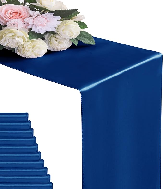 6Pack Table Runner 12 x 108 Inches Satin Silk Table Runner for Wedding, Birthday Party, Banquets, Graduations Decoration, fit Rectange and Round Table-Royal Blue by flohar