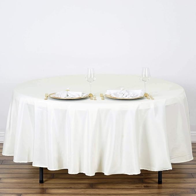 Balsa Circle 6 pcs 108 inch Ivory Round Polyester Tablecloths Fabric Table Cover Linens for Wedding Party Banquet Reception Events Kitchen Dining - Image 4