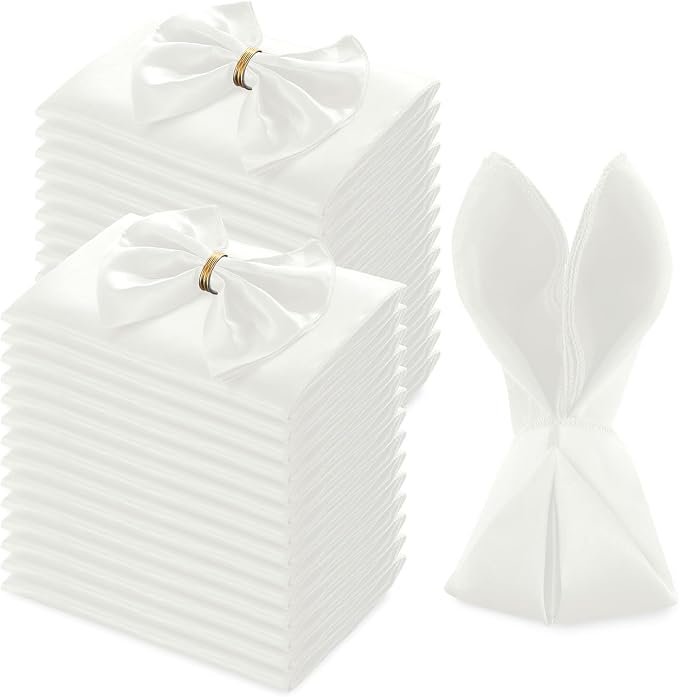 MILVOWOC 72 Pack Square White Satin Napkins 20 x 20 Inch | Soft Silk Dinner Napkins, Smooth Decorative Table Napkins, Washable & Reusable Cloth Napkins by MILVOWOC