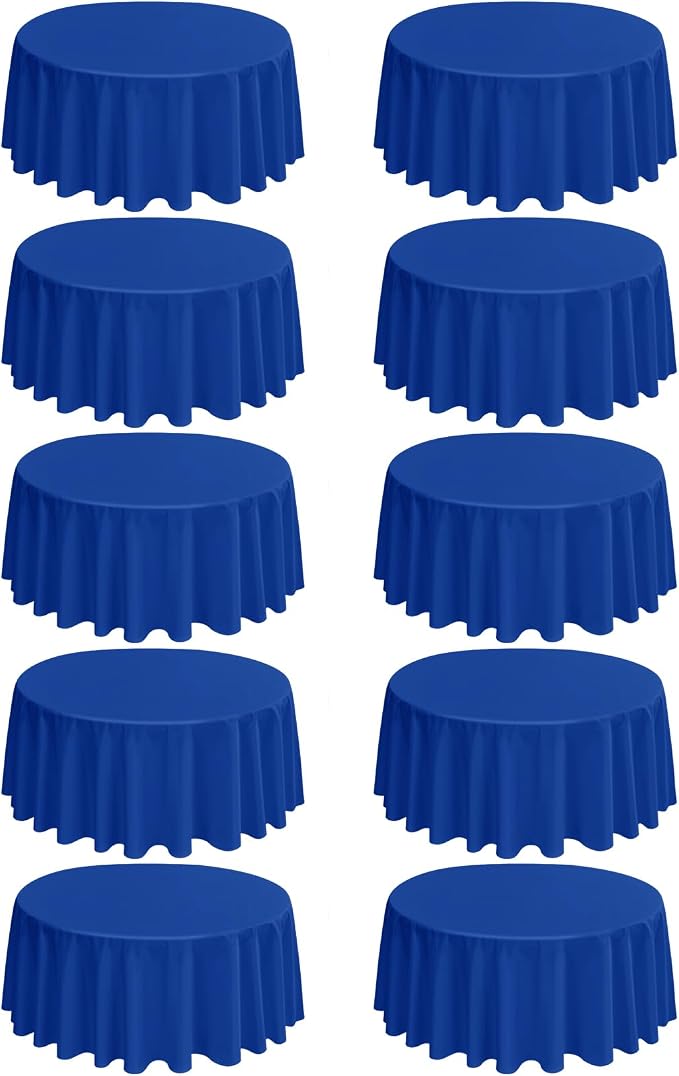10 Packs 90 Inch Royal Blue Round Polyester Tablecloths | Table Cover for Round Tables, Stain and Wrinkle Resistant Washable Table Cloth, Perfect for Wedding Banquet Parties by REWOMC