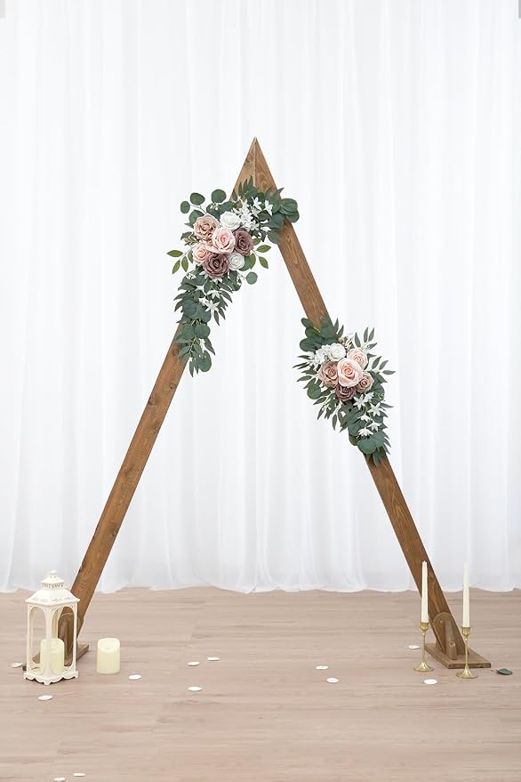 Olalaka Artificial Dusty Rose Flowers Swag Set of 2 for Wedding Welcome Signs Floral Decorations, Wedding Arch Flowers for Wedding Ceremony - Image 6