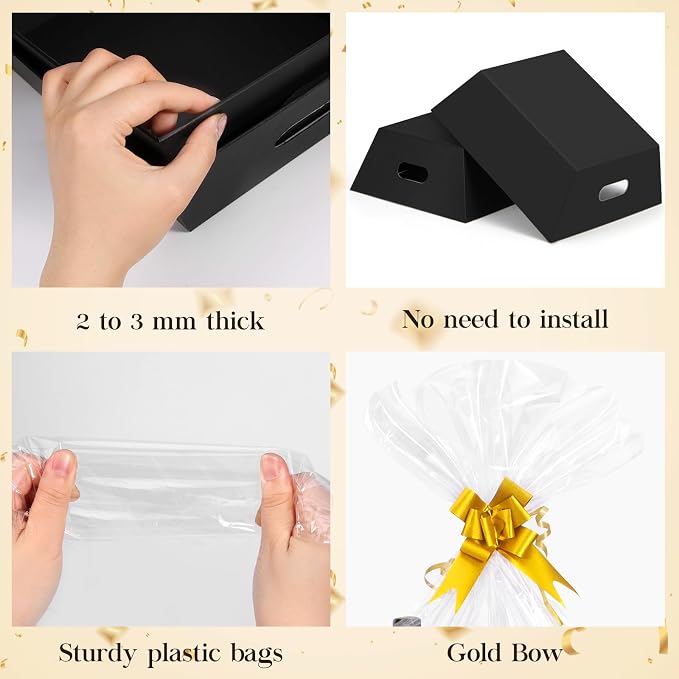 10PACK Black Baskets For Gifts Empty, 10x12”Thick Kraft Gift Basket with 10 Bows 10 Bags Empty Gift Baskets for Christmas, Easter, Birthdays, Snacks, Farmers Market - Image 6