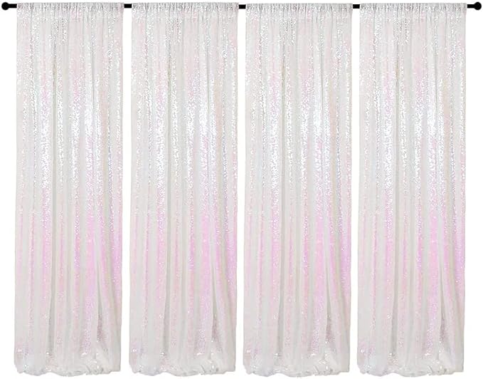 Iridescent Sequin Backdrop Curtains 4 Panels 2FTx8FT by HMQIANG