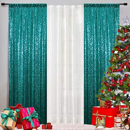 Eternal Beauty Teal 3mm Sequin Backdrop 2x8 Ft 2 Pack Wedding - Image 3