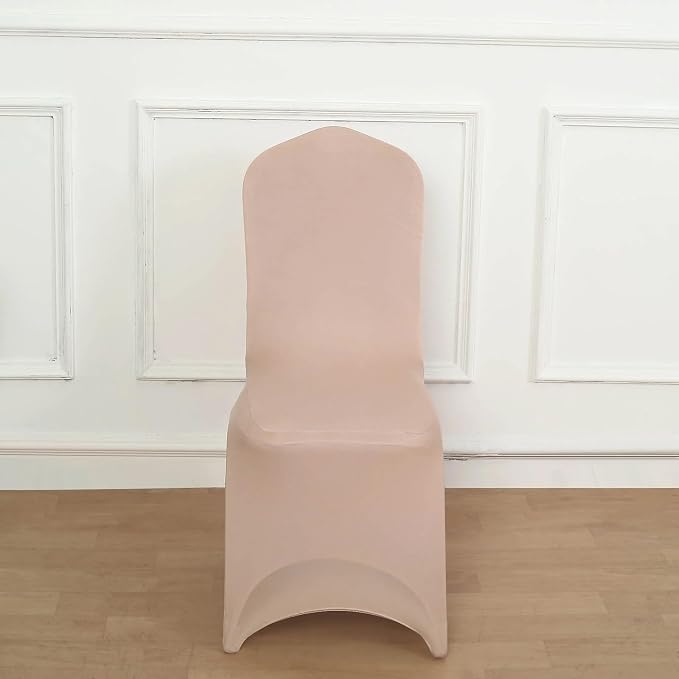 Efavormart 10 PCS Spandex Stretch Nude Chair Covers Universal Banquet Chair Covers for Party Dining with Foot Pockets Washable Wedding Chair Slip Covers for Outdoor - Image 2