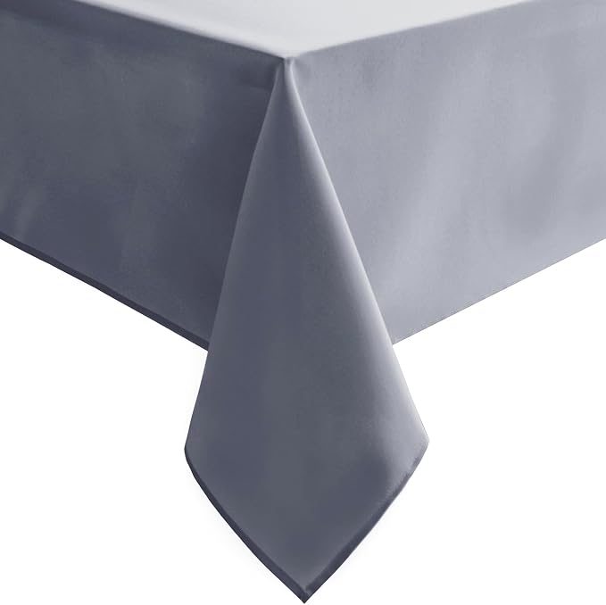 Hiasan Light Gray Rectangle Tablecloth, 60 x 84 inch, 1 Pack | Waterproof, Spillproof, Wrinkle Resistant, Washable Polyester Table Cloth for Dining/Party/Kitchen/Outdoor Picnic by Hiasan