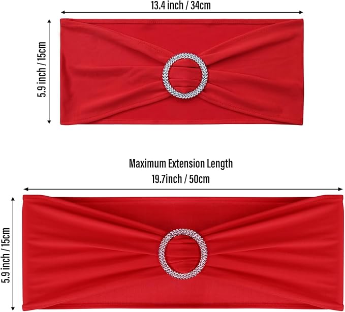 LEBENGURU Red Stretch Chair Sashes 30pcs with Buckle Slider - Image 4