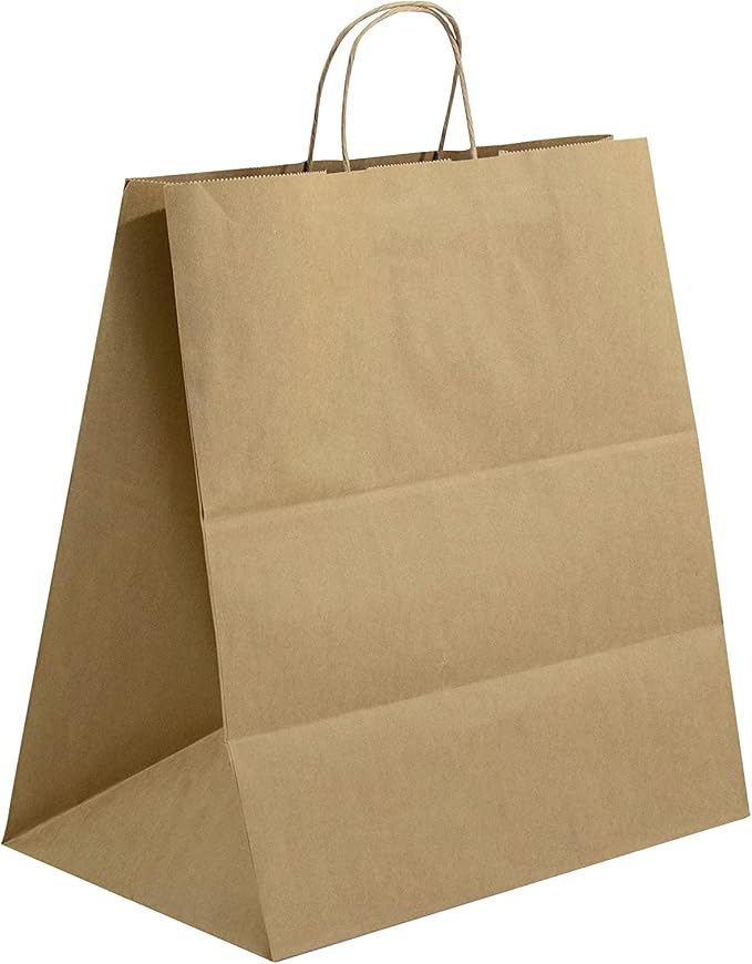JET PAPER BAGS - 14”x9.5”x15.5” Inch [50 Pcs] Large Brown Paper Bags with Handles Prime for Takeout, Grocery, Goody, Retail, Party, Gifts, Weddings - Recyclable Kraft Paper Gift Bags with Handles - Image 9