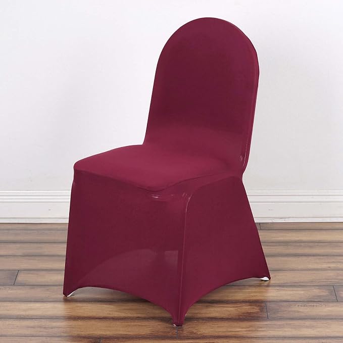 Efavormart 50 PCS Burgundy Stretchy Spandex Fitted Banquet Chair Covers for Party Dining Chairs Wedding Banquet Outdoor Event Catering Slip Covers - Image 2